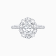 Oval Cut Center Stone Ring Mounting with Diamond Halo - Shahin Jewelry